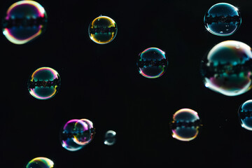 Naklejka premium Aesthetic Soap Bubbles Effect Photo Overlays - High-Resolution Overlays, Dreamy and Whimsical Soap Bubble Effects, Perfect for Creating Magical and Creative Images. Generated AI