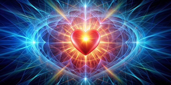 Energy field radiating from human heart, representing emotions, spirituality, and connection, heart, energy field, aura
