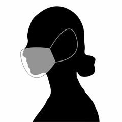 silhouette or illustration of a person wearing a mask because of Covid