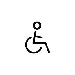 disabled wheelchair black outline icon round rounded circle badge stamp label isolated on transparent background