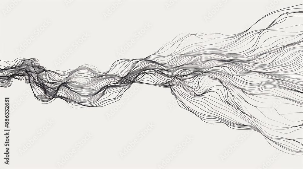 Poster a minimalist illustration with dynamic, intertwining lines capturing the fluidity of cascading water