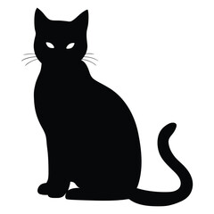 Obraz premium Vector silhouette of the cat sitting, black color, isolated on white background