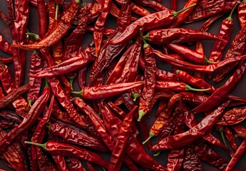 Fototapeta premium Dried Red Chili Peppers Background Texture