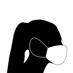 silhouette or illustration of a person wearing a mask because of Covid