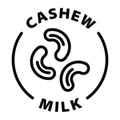 Naklejka premium cashew milk black outline icon round rounded circle badge stamp label isolated on transparent background