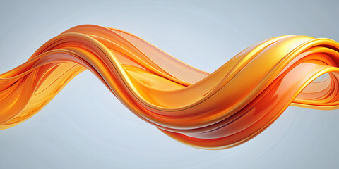 An abstract, modern 3D design featuring a flowing orange shape against a light grey background. The design is sleek, fluid, and dynamic, creating a sense of movement and energy