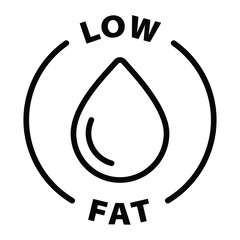 low fat black outline icon round rounded circle badge stamp label isolated on transparent background