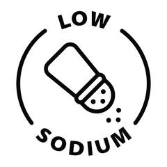 low sodium black outline icon round rounded circle badge stamp label isolated on transparent background