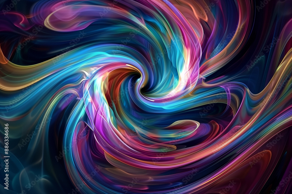 Aufkleber A dynamic and colorful digital artwork featuring swirling patterns and fluid shapes, ideal for a visually striking computer wallpaper.