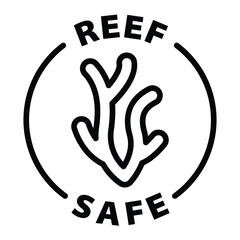 reef safe black outline icon round rounded circle badge stamp label isolated on transparent background