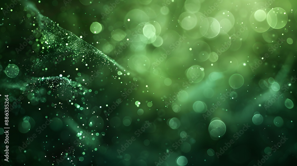 Wall mural abstract green bokeh background with dust particles