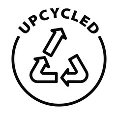 upcycled black outline icon round rounded circle badge stamp label isolated on transparent background