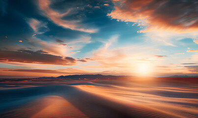 Fototapeta premium Sunset over the desert landscape background.&nbsp;