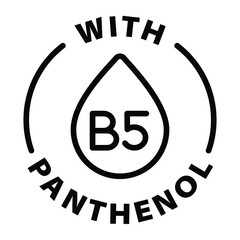 with panthenol b5black outline icon round rounded circle badge stamp label isolated on transparent background