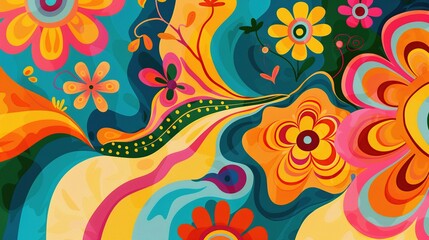 Fototapeta premium Abstract floral Summer wallpaper, background design with many colorful flowers. Generative Ai