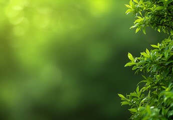 Green Leaf Background With Blurred Copy Space