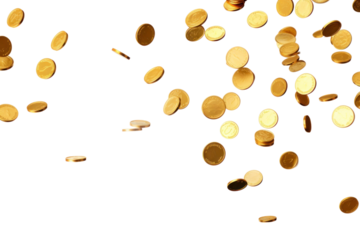 PNG Golden coins floating backgrounds confetti money.