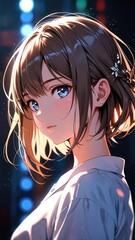 Fototapeta premium Back View of Chic Anime Girl Outfit