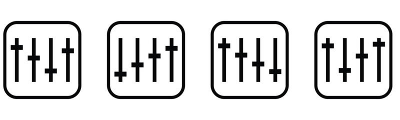 Sound volume level line art icon, sound controller icon, Adjustment settings slider icon