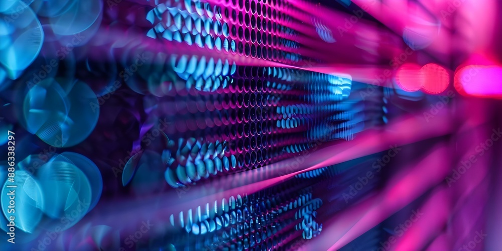 Aufkleber dimmed lights illuminate bokeh background for cyber security and data protection. concept cyber secu