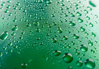 Green Background Water Drops Close Up