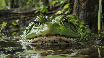 Fat PacMan frog in swamp
