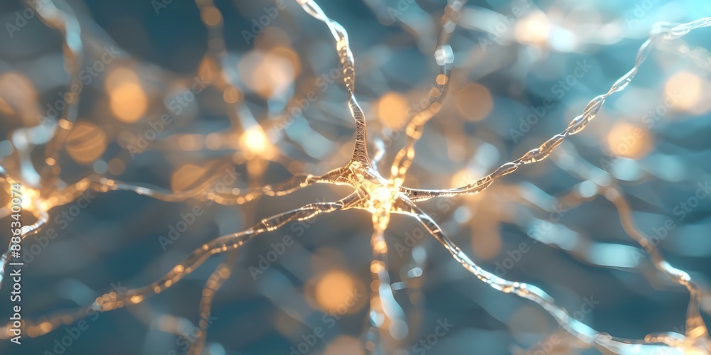 Poster abstract illustration of interconnected brain neurons in a neural network. concept neural network, b