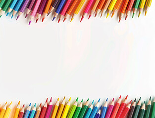 Fototapeta premium A row of colourful pencils on a white background