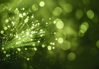 Hyperrealistic Green Fireworks with Bokeh Lights