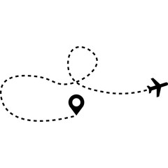 Airplane Path Way. Airplane Track to Point. Plane Flight Path. Flight Route Icon