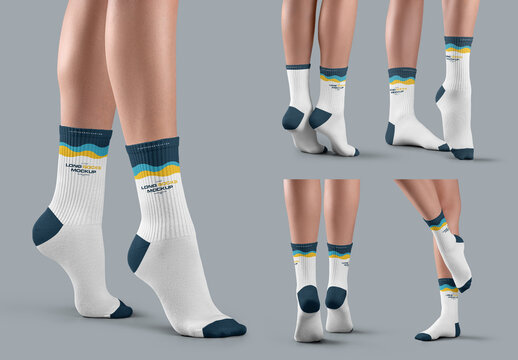 5 Mockups of Long Socks On Women's Legs