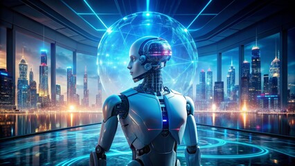 Futuristic world of cybernetics with advanced technology and artificial intelligence, cybernetics
