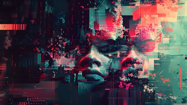 Distorted and glitched abstract visuals, perfect for edgy and avant-garde designs. - Powered by Adobe