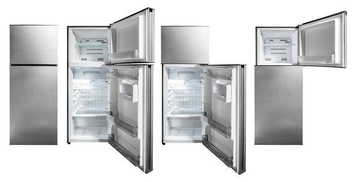 Gray 2 door refrigerator open and close door collection set