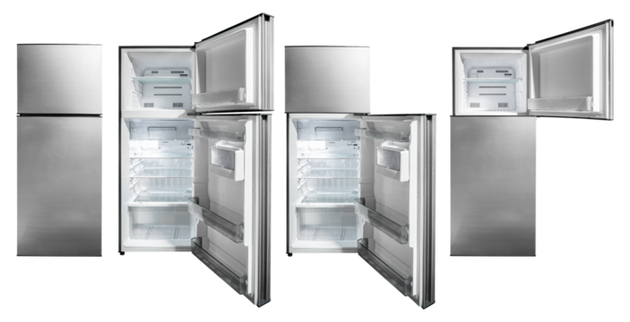 Gray 2 door refrigerator open and close door collection set