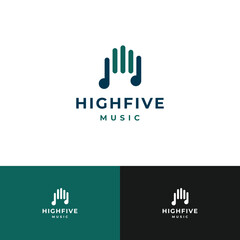 Hand Music High Five Creative Care Logo vector icon illustration