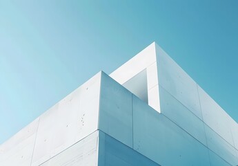 Minimalist White Architecture With Blue Sky