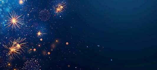 New Year Fireworks Banner with Copy Space