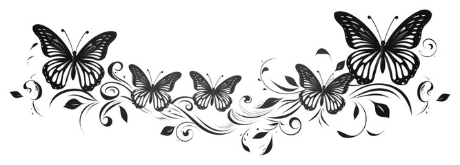 Fototapeta premium PNG Butterflies pattern creativity monochrome.