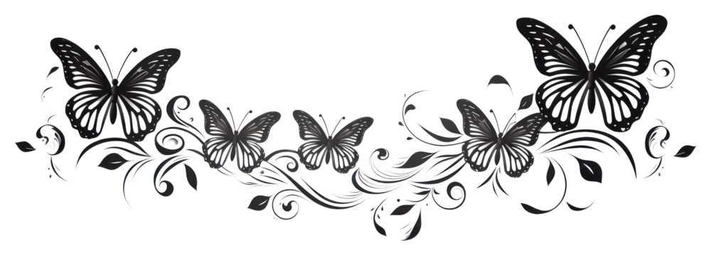 PNG Butterflies pattern creativity monochrome.