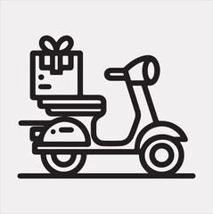 Scooter motor Courier line Art silhouette vector on white background