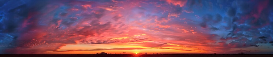 Fototapeta premium Panoramic Sunset Sky with Dramatic Clouds