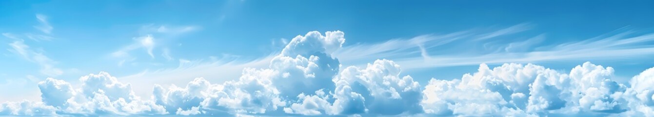 Fototapeta premium Panoramic Sky with White Clouds Banner