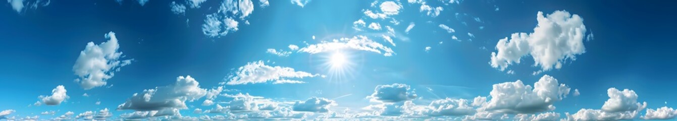 Panoramic Blue Sky With White Clouds