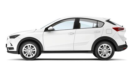 Fototapeta premium Car Isolated on White Background. Side View of SUV Brand Auto in Hybrid Design