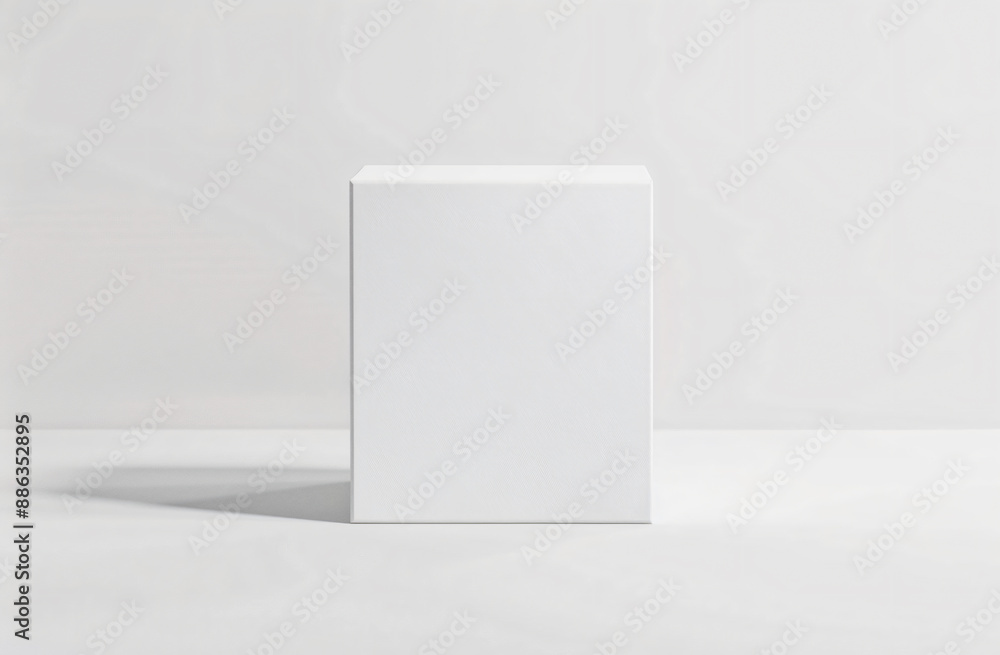 Poster white blank canvas box mockup on white background, front view. mock up template for artwork and desi