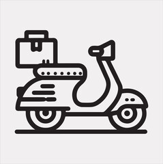 Scooter motor Courier line Art silhouette vector on white background