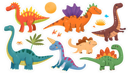 Watercolor dinosaurs illustration for kids