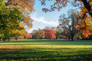 Naklejka premium Champaign Autumn: Colorful Landscape with Fall Foliage near University of Illinois