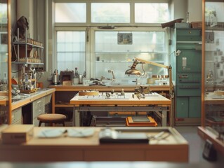 A Glimpse Into the Precision of Jewelry Making in a Workshop Filled With Tools and Light